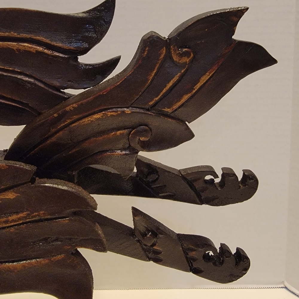 Thailand Hand Carved Wooden Phoenix Fire-bird mythical creature Pre-owned - Picture 7 of 9